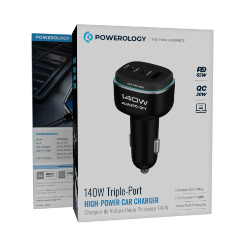 POWEROLOGY 140W TRIPLE PORT CAR CHARGER