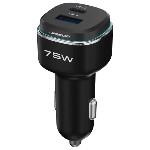 POWEROLOGY 75W DUEL PORT CAR CHARGER TYPE C