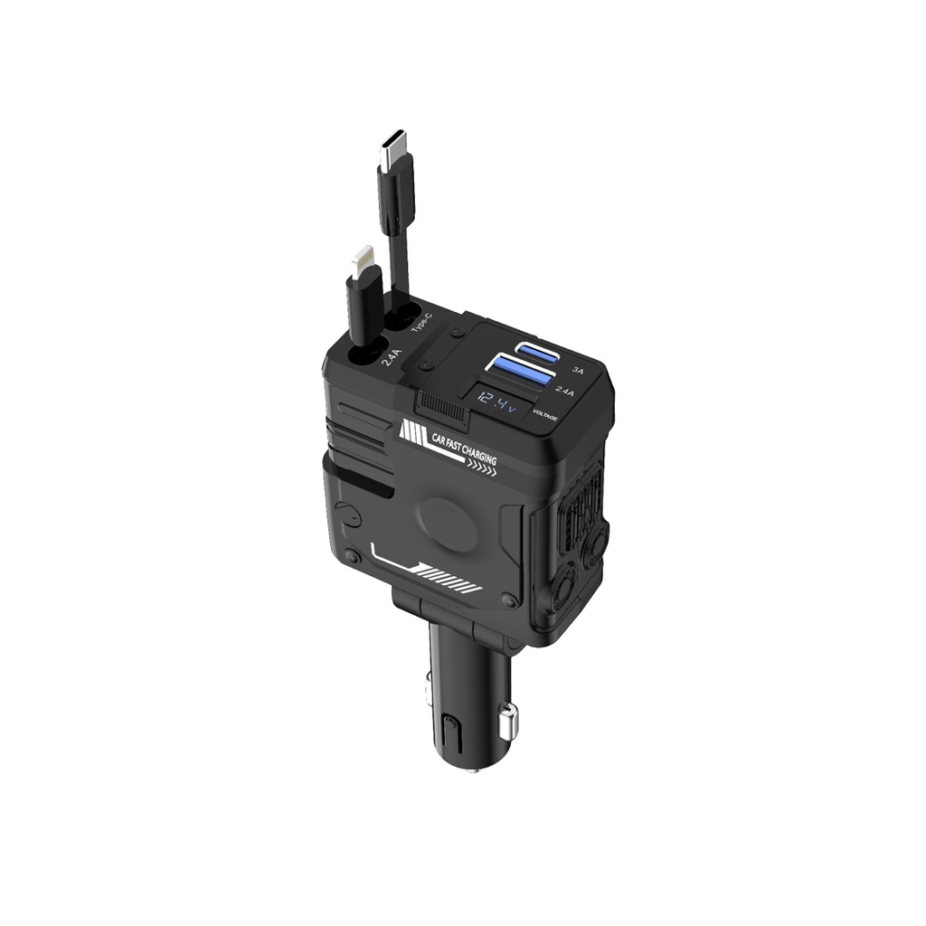 Porodo 66w Car Charger Lightning & Type-c Wires
