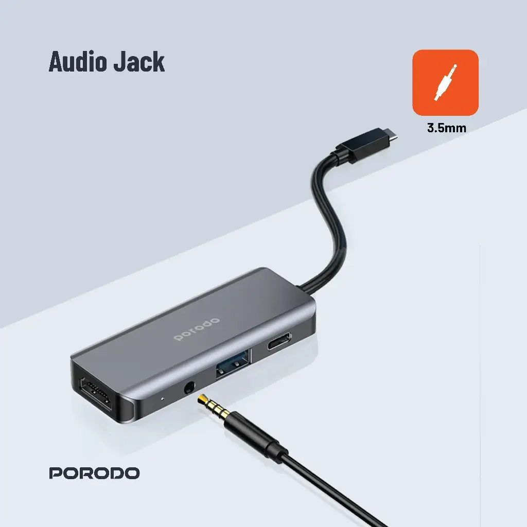PORODO 4IN1 HDMI 4K USB-C MULTI PORT HUB