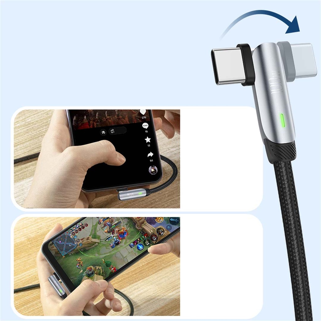 PORODO 180° ROTATING USB-C CHARGING&DATA TRANSFER 1M