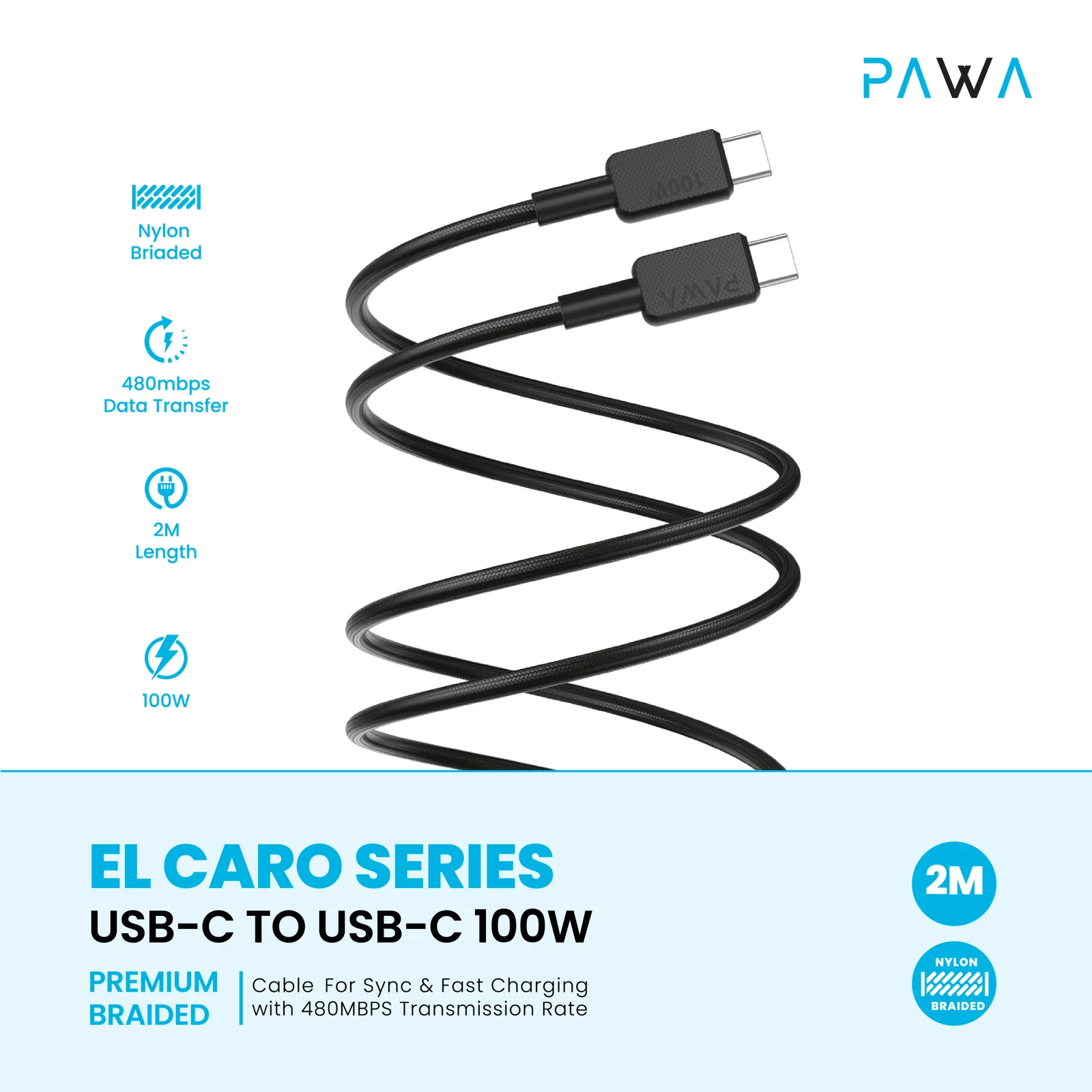 PAWA EL CARO SERIES TYPE C TO TYPE C 2MTR