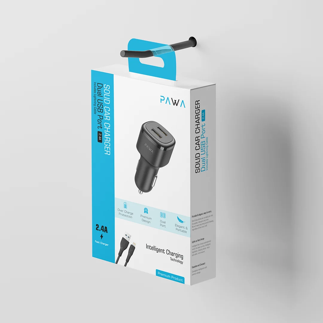 PAWA SOLID CAR CHARGER DUAL PORT LIGHTNING