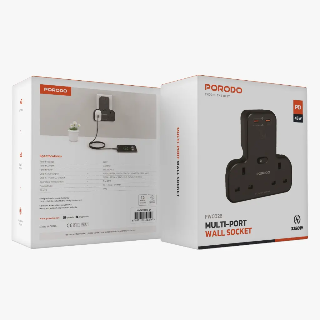 PORODO MULTI-PORT WALL SOCKET