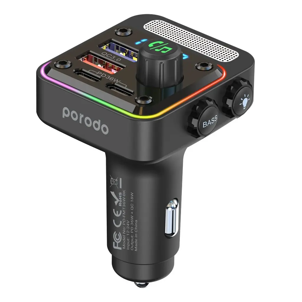 PORODO QUICK CHARGE FM - CAR CHARGER