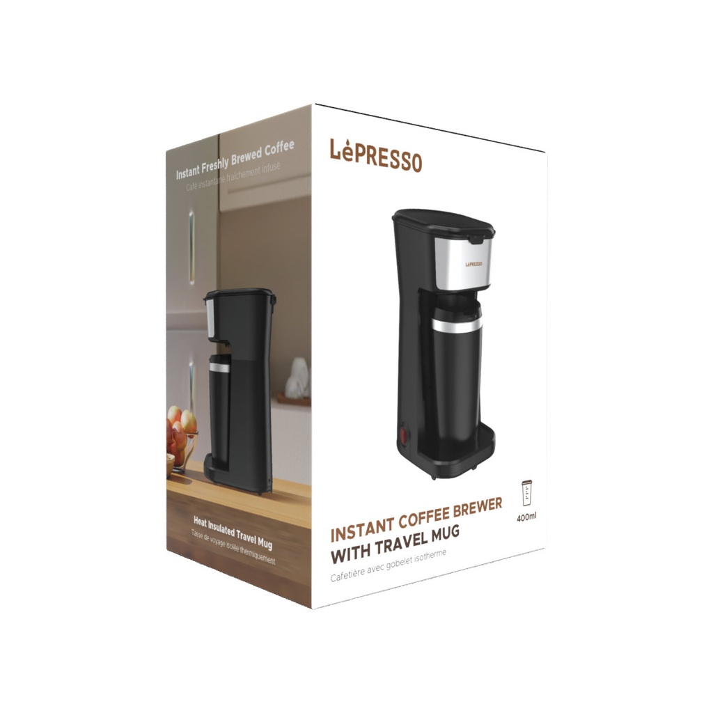 LEPRESSO INSTANT COFFEE BREWER WITH TRAVEL MUG