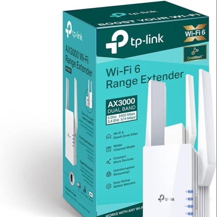 TP LINK WIFI-6 RANGE EXTENDER AX 3000 DUEL BAND
