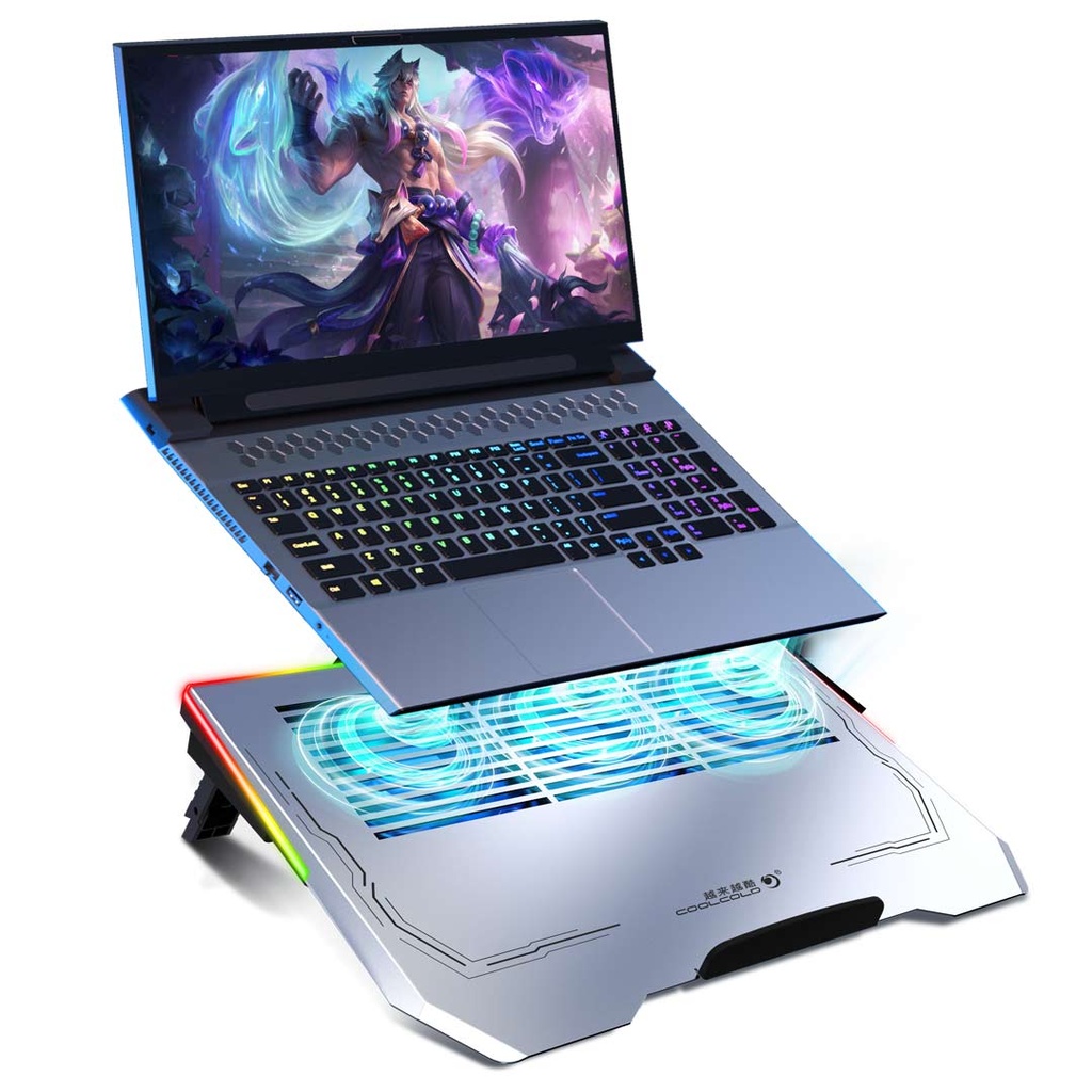 PORODO GAMING ALUMINIUM MALTI GAN COOLING PAD