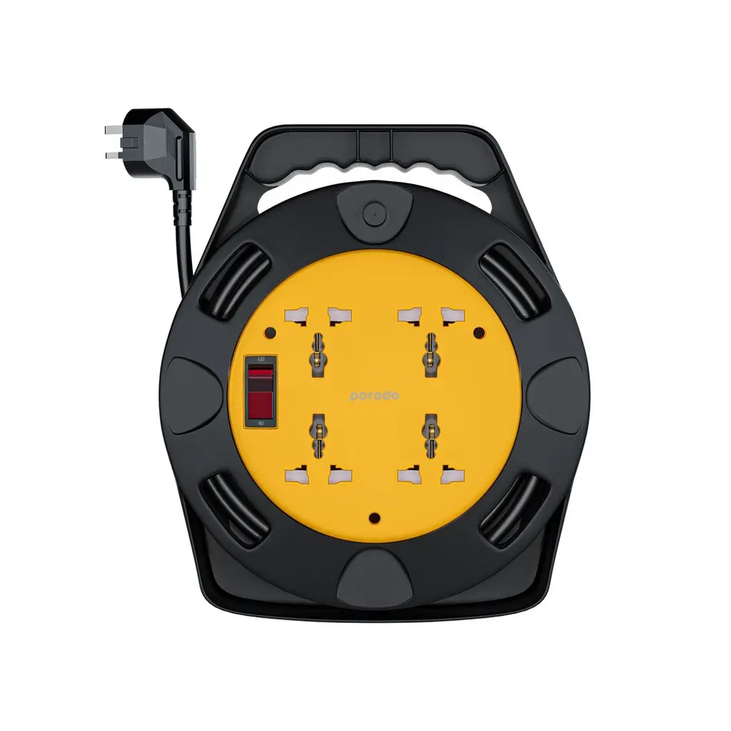 PORODO 4AC EXTENSION CABLE REEL WITH UNIVERSAL PLUG (10M)