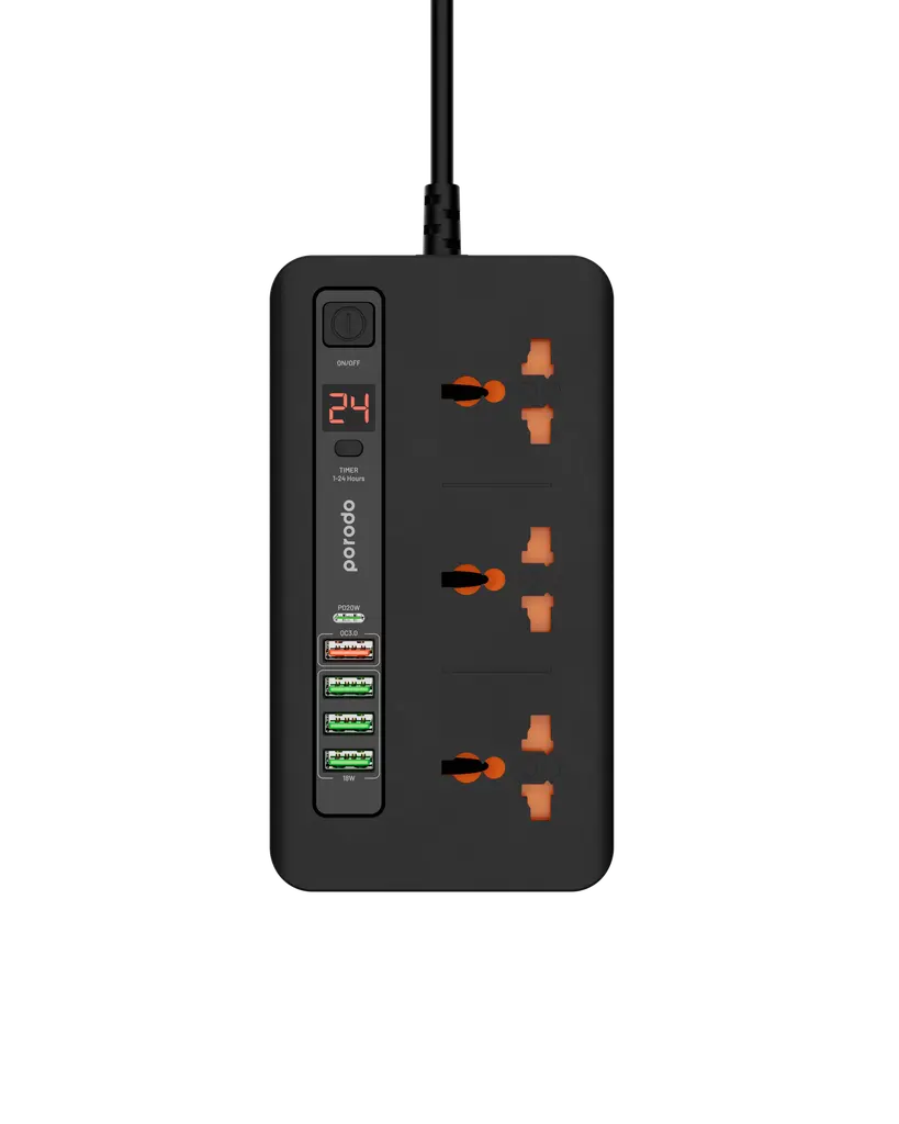 PORODO 3 AC 4 USB A & USB C PD 20W POWER EXTENSION