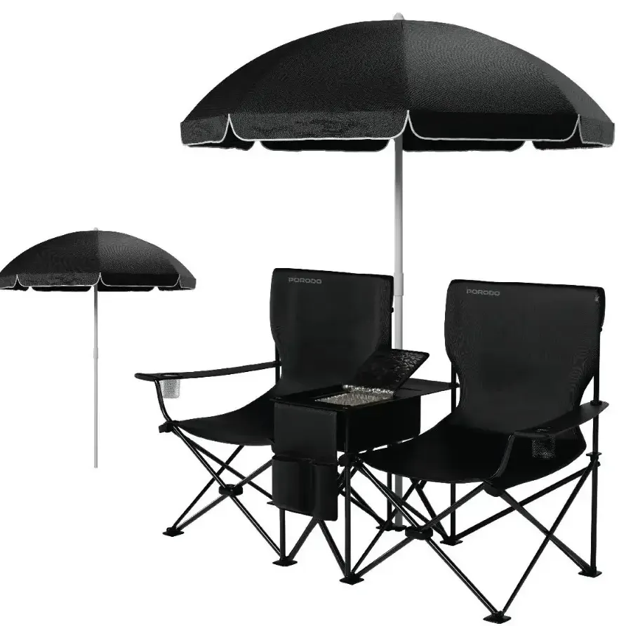 PORODO LIFESTYLE CAMPSHADE CAMPING DUAL CHAIR BLACK