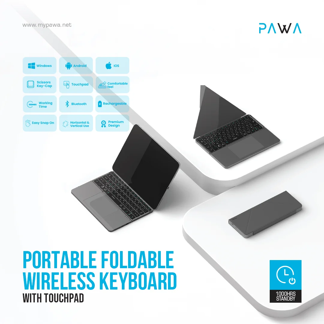 PAWA PORTABLE FOLDEBLE WIRELESS KEYBOARD AND TOUCHPAD
