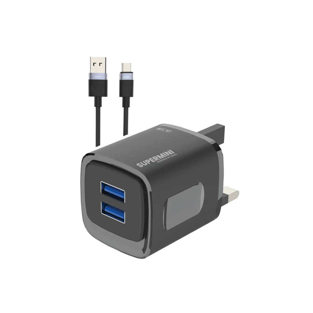 PAWA SUPER MINI TRAVEL USB  ADAPTER WITH MICRO CABLE