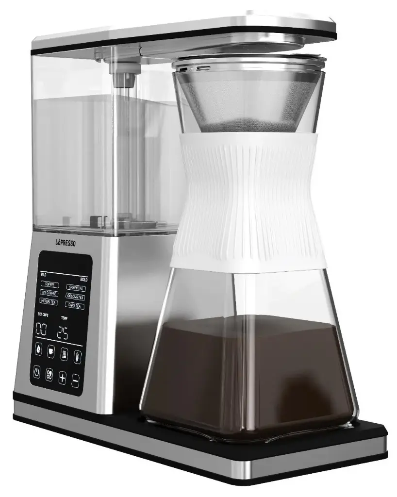 LEPRESSO CRYSTAL BREW DRIP COFFEE & TEA MAKER - SILVER