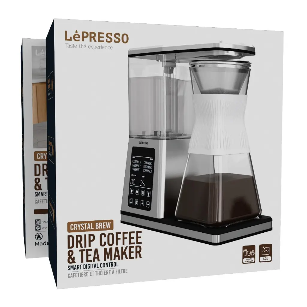 LEPRESSO CRYSTAL BREW DRIP COFFEE & TEA MAKER - SILVER