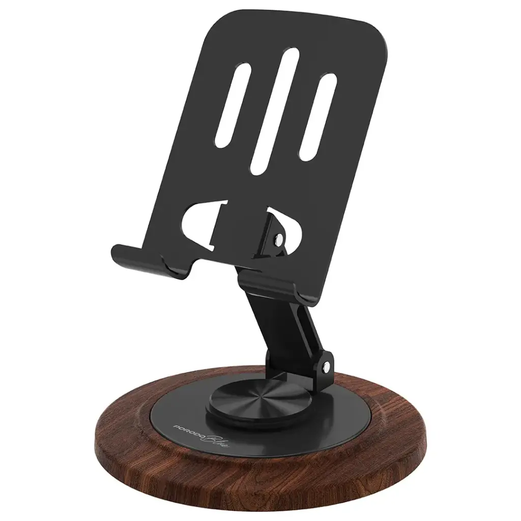 PORODO BLUE DESKTOP PHONE HOLDER 360° ROTATING BASE - BLACK
