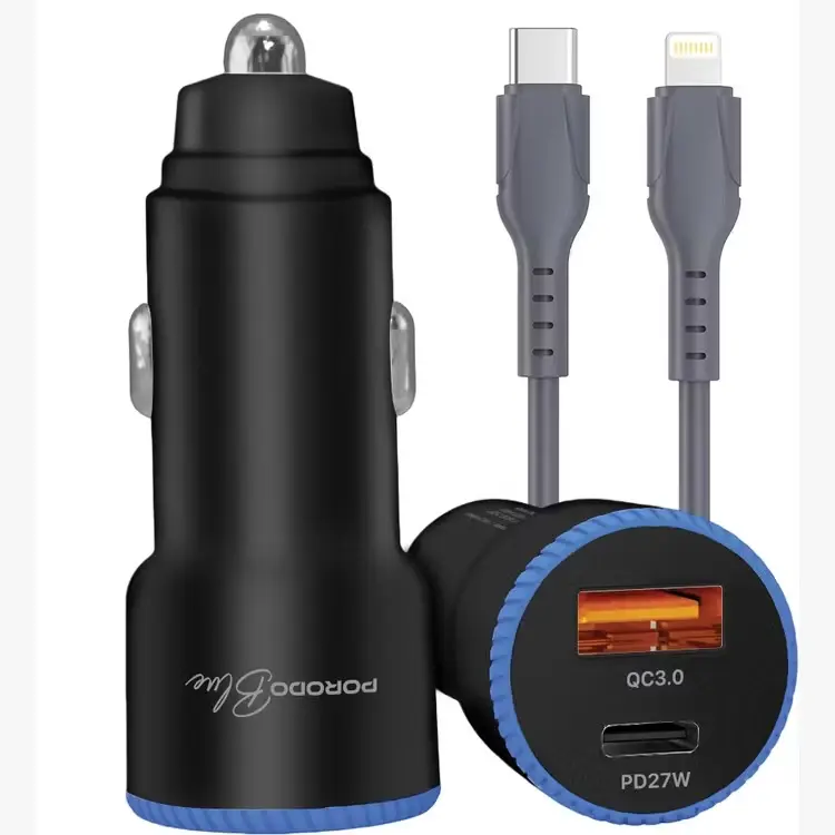 PORODO BLUE GRAZ 45W CAR CHARGER WITH C TO L CABLE