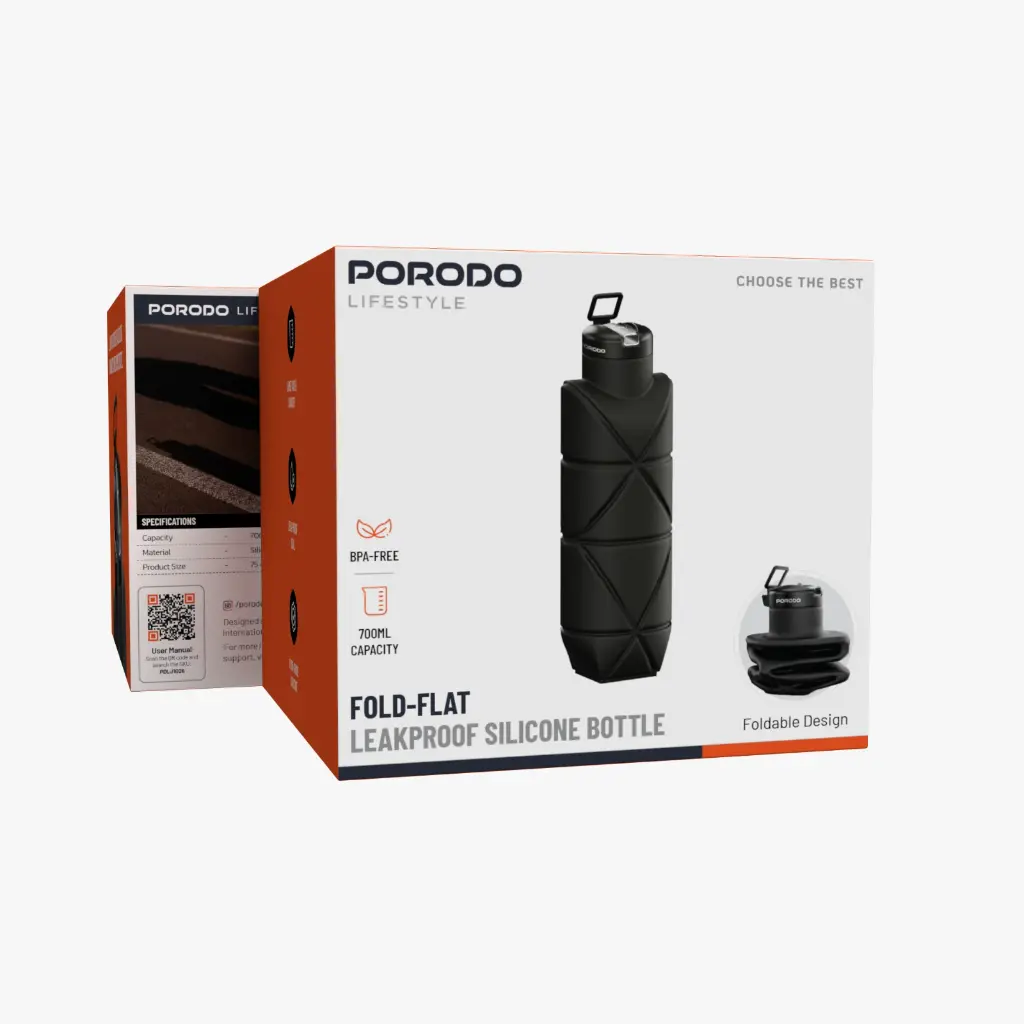 PORODO LIFESTYLE FOLD FLAT LEAKPROOF SILICONE BOTTLE
