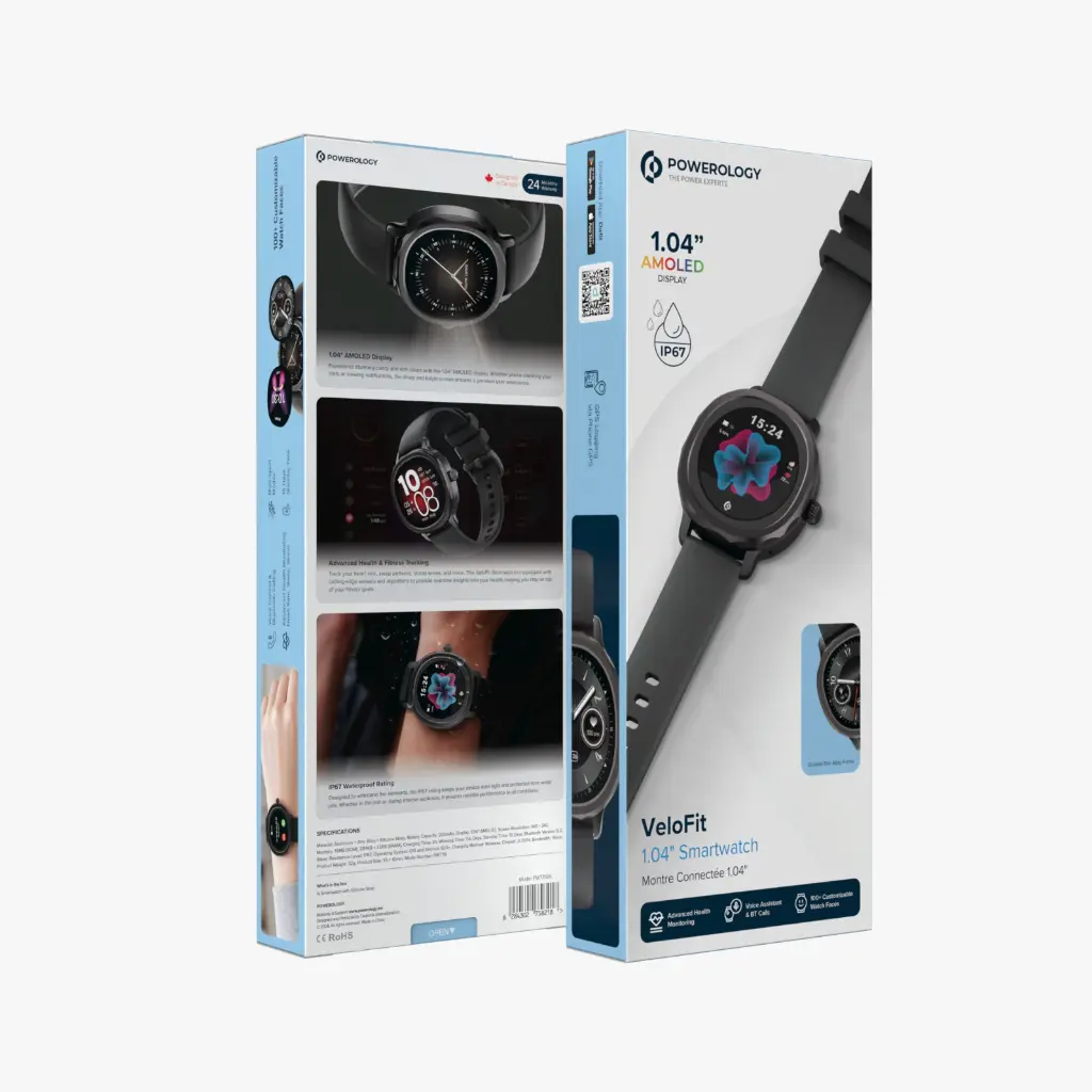 POWEROLOGY VELOFIT 1.04" SMARTWATCH BLACK