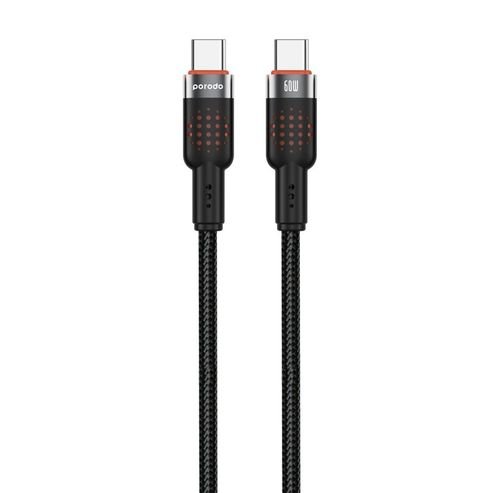 PORODO 1.2M TYPE-C CHARGING CABLE 60W BRAIDED - BLK