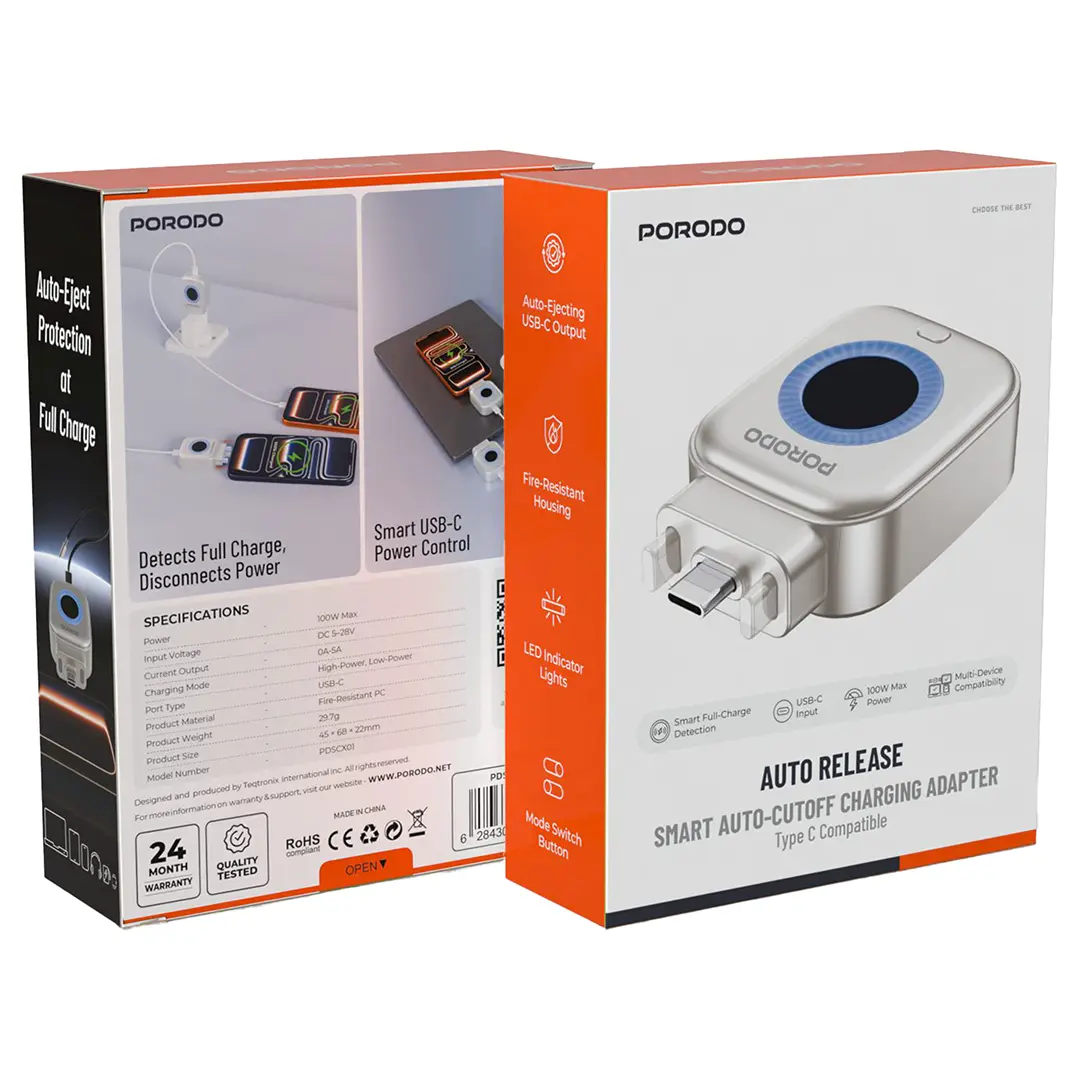 PORODO SMART AUTO CUT OFF CHARGING ADAPTOR
