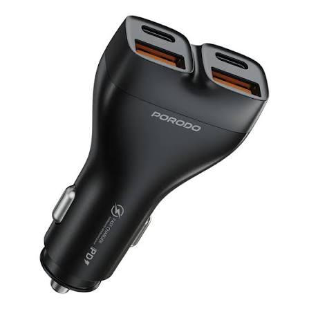PORODO 2X QC 2X PD 102W CAR CHARGER WITH C CABLE