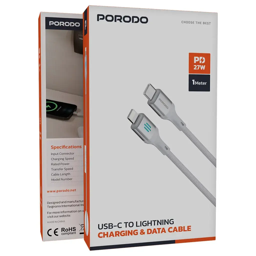 PORODO C TO LIGHTNING BRAIDED CABLE