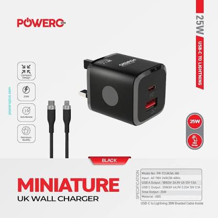 POWERO+ MINIATURE UK WALL CHARGER 25W
