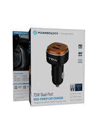 POWEROLOGY 75W DUEL PORT CAR CHARGER LIGHNING