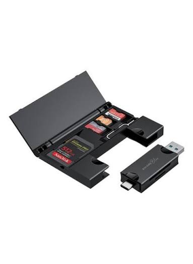 PORODO BLUE 2 IN 1 CARD READER WITH CARD HOLDER