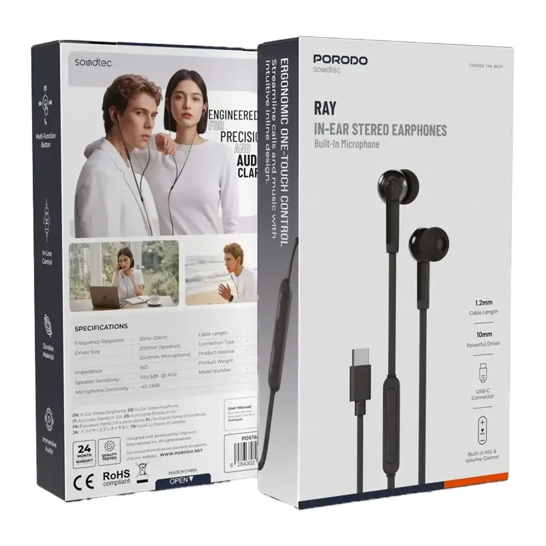 PORODO RAY IN EAR STEREO EARPHONES