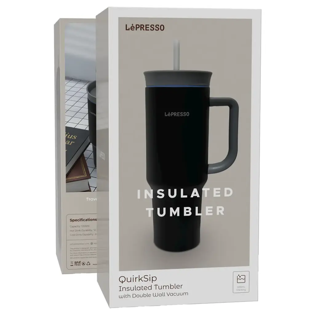 LEPRESSO QUIRKSIP INSULATED TUMBLER WITH DOUBLE WALL VACCUM-BLUE