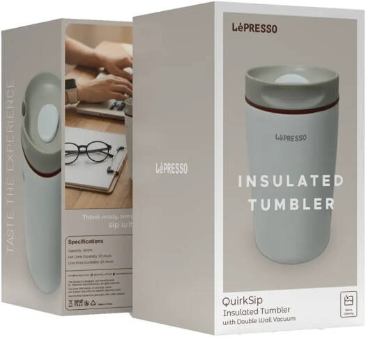 LEPRESSO QUIRKSIP INSULATED TUMBLER WITH DOUBLE WALL VACCUM-BEIGE