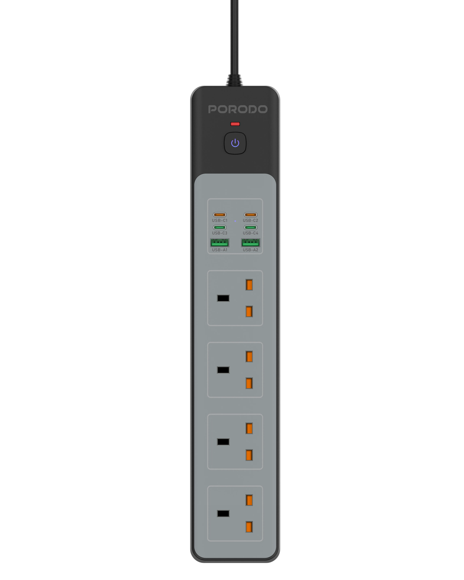 PORODO 4AC 65W 3000W POWER STRIP