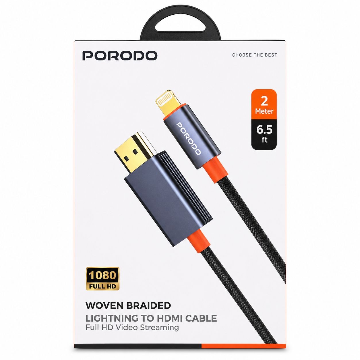 PORODO WOVEN BRAIDED HDMI TO LIGHTNING FHD CABLE
